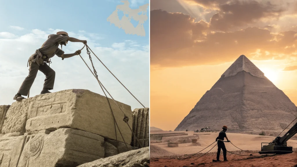 Scientists using advanced technology to study pyramids: muon detection equipment, thermal scanning drone, and 3D computer models of internal chambers