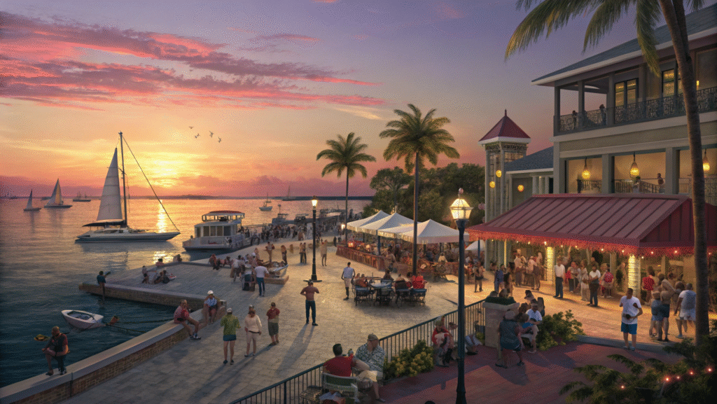  Key West Mallory Square sunset celebration with perfect May weather and outdoor festivities