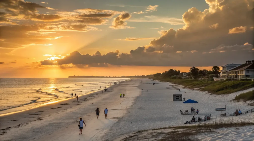 Time-lapse view of Old Silver Beach Cape Cod from sunrise to sunset showing changing atmosphere