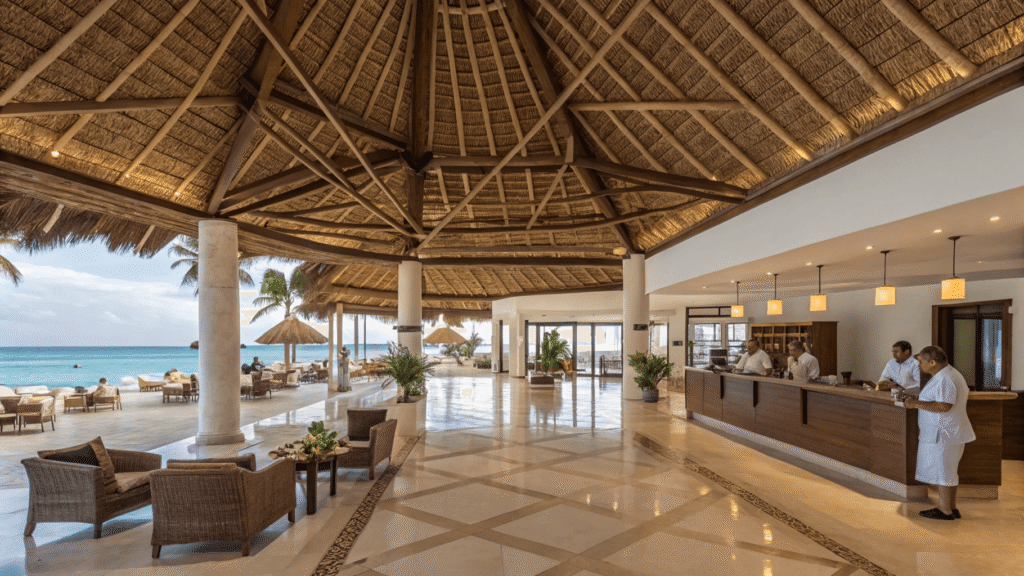 Welcoming Open-Air Lobby at Sunset Royal Cancun Mexico