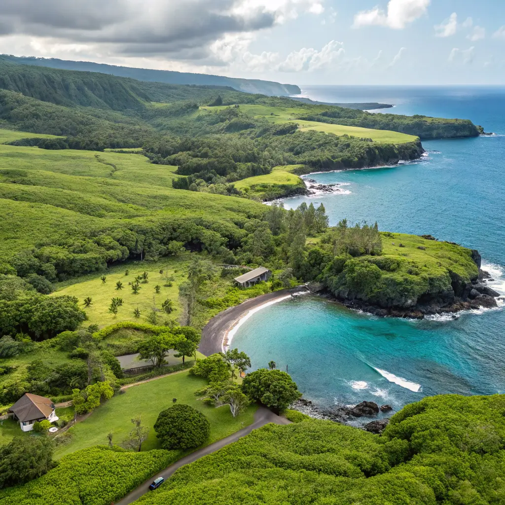 Nearby attractions and accommodations around Papakolea Green Sand Beach.